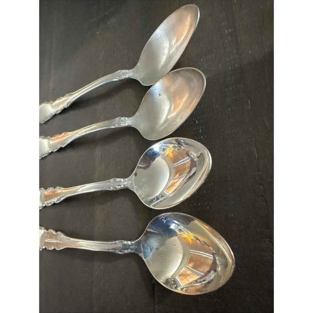 Reed & Barton Silver Plate DRESDEN ROSE Set of 4 TEASPOONS‎ 6